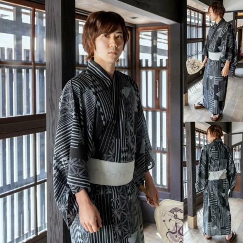 男性浴衣、オリジナルデザイン、幾何学寄せ柄