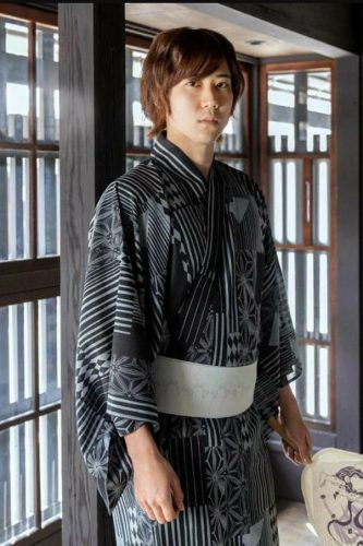 男性浴衣、オリジナルデザイン、幾何学寄せ柄